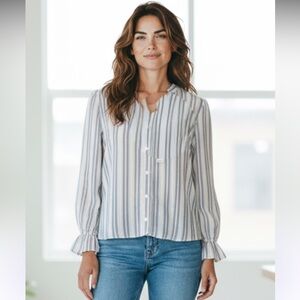 Striped Button-Up Blouse